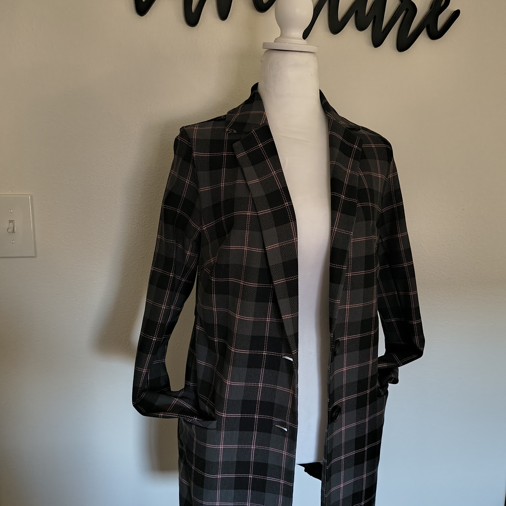 Torrid Black and Pink Plaid Blazer